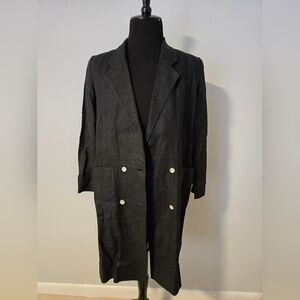 Vintage Elliott Lauren, Saks 5th ave Elegant Black Women's Coat. Linen. Size 10